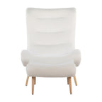 Sherpa Accent Chair with Ottoman, Curved Back & Solid Wood Legs, 250 lbs Capacity – Grey/White