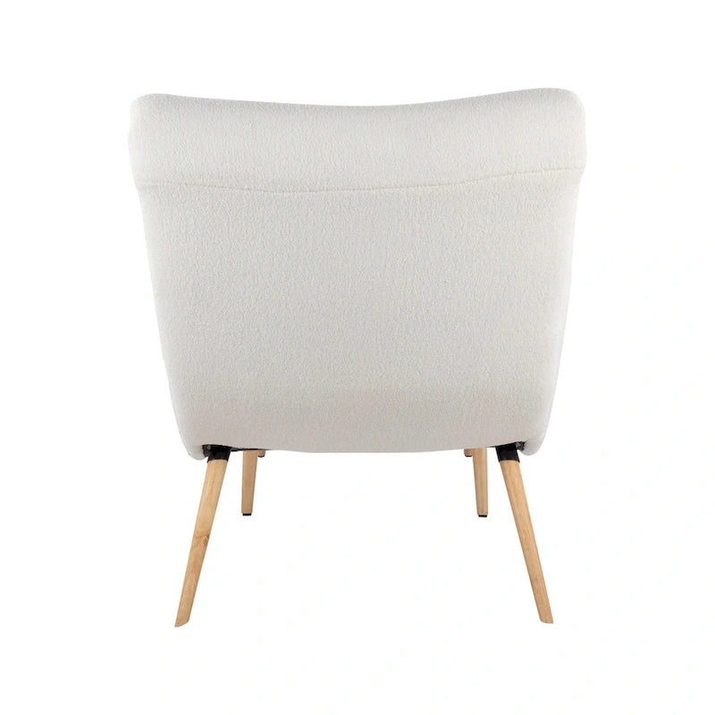 Sherpa Accent Chair with Ottoman, Curved Back & Solid Wood Legs, 250 lbs Capacity – Grey/White