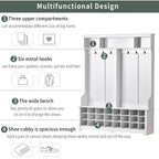 Hallway Coat Rack with Bench 60 Wide Hall Tree with Ample Storage Space and 24 Shoe Cubbies , White ( OLD SKU: WF286983AAK )