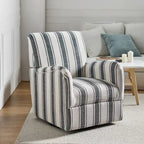 360° Swivel Accent Chair, Striped Fabric Upholstery, Foam Padded, Metal Legs, 28"W x 34.5"H