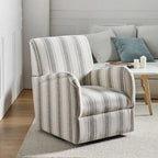 360° Swivel Accent Chair, Striped Fabric Upholstery, Foam Padded, Metal Legs, 28"W x 34.5"H