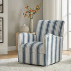 360° Swivel Accent Chair, Striped Fabric Upholstery, Foam Padded, Metal Legs, 28"W x 34.5"H