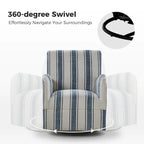360° Swivel Accent Chair, Striped Fabric Upholstery, Foam Padded, Metal Legs, 28"W x 34.5"H