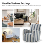 360° Swivel Accent Chair, Striped Fabric Upholstery, Foam Padded, Metal Legs, 28"W x 34.5"H