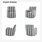 360° Swivel Accent Chair, Striped Fabric Upholstery, Foam Padded, Metal Legs, 28"W x 34.5"H