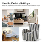 360° Swivel Accent Chair, Striped Fabric Upholstery, Foam Padded, Metal Legs, 28"W x 34.5"H