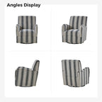 360° Swivel Accent Chair, Striped Fabric Upholstery, Foam Padded, Metal Legs, 28"W x 34.5"H