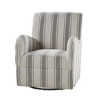 360° Swivel Accent Chair, Striped Fabric Upholstery, Foam Padded, Metal Legs, 28"W x 34.5"H