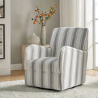 360° Swivel Accent Chair, Striped Fabric Upholstery, Foam Padded, Metal Legs, 28"W x 34.5"H