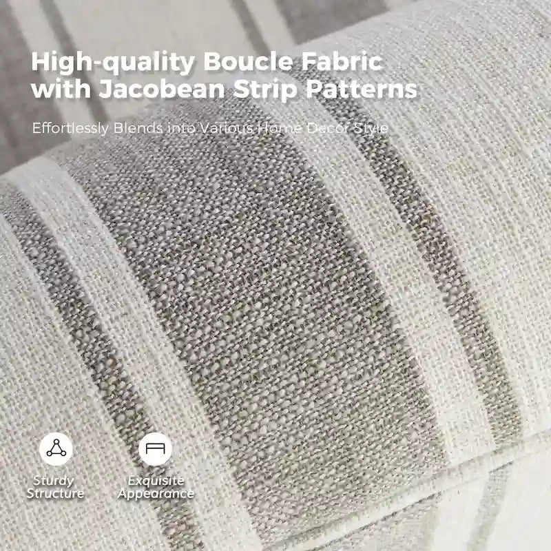 360° Swivel Accent Chair, Striped Fabric Upholstery, Foam Padded, Metal Legs, 28"W x 34.5"H
