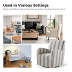 360° Swivel Accent Chair, Striped Fabric Upholstery, Foam Padded, Metal Legs, 28"W x 34.5"H