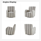 360° Swivel Accent Chair, Striped Fabric Upholstery, Foam Padded, Metal Legs, 28"W x 34.5"H