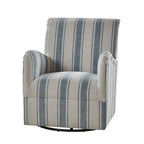360° Swivel Accent Chair, Striped Fabric Upholstery, Foam Padded, Metal Legs, 28"W x 34.5"H