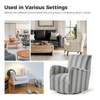 360° Swivel Accent Chair, Striped Fabric Upholstery, Foam Padded, Metal Legs, 28"W x 34.5"H