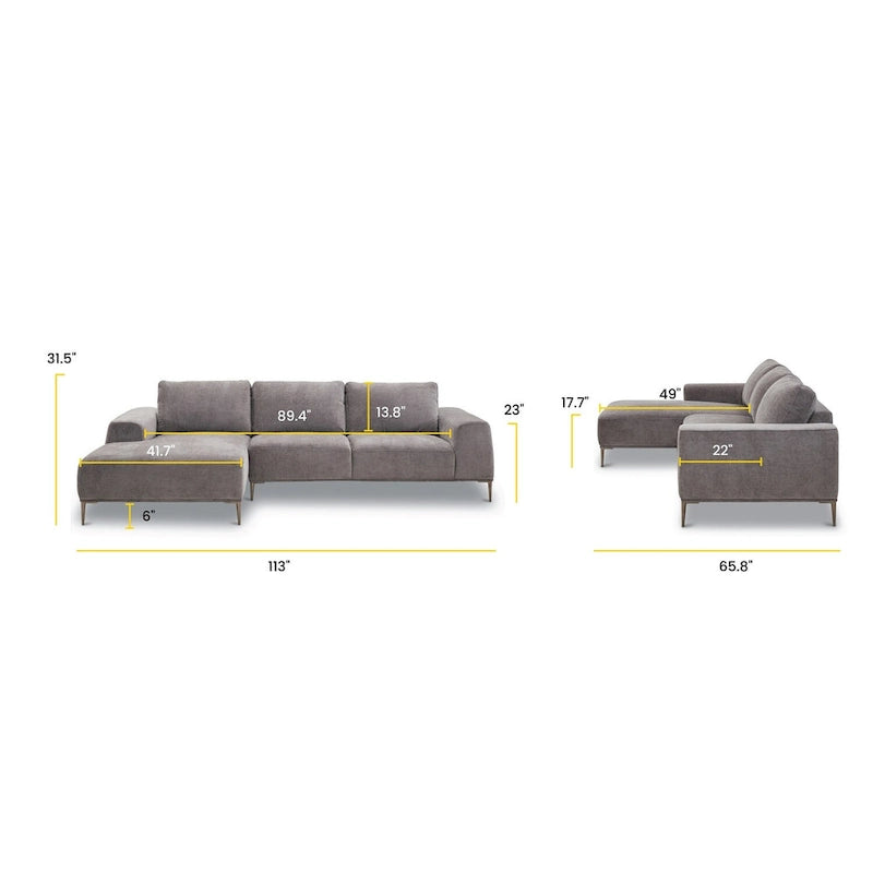 113 Fabric Sectional Sofa