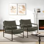 Faux Leather Accent Chair with Steel Frame, Removable Cushion, 260 lbs Capacity – Modern Style
