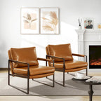 Faux Leather Accent Chair with Steel Frame, Removable Cushion, 260 lbs Capacity – Modern Style