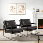 Faux Leather Accent Chair with Steel Frame, Removable Cushion, 260 lbs Capacity – Modern Style