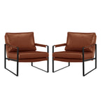 Faux Leather Accent Chair with Steel Frame, Removable Cushion, 260 lbs Capacity – Modern Style