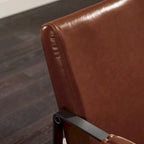 Faux Leather Accent Chair with Steel Frame, Removable Cushion, 260 lbs Capacity – Modern Style