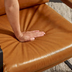 Faux Leather Accent Chair with Steel Frame, Removable Cushion, 260 lbs Capacity – Modern Style