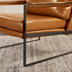 Faux Leather Accent Chair with Steel Frame, Removable Cushion, 260 lbs Capacity – Modern Style
