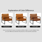 Faux Leather Accent Chair with Steel Frame, Removable Cushion, 260 lbs Capacity – Modern Style