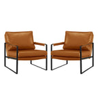 Faux Leather Accent Chair with Steel Frame, Removable Cushion, 260 lbs Capacity – Modern Style