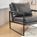 Faux Leather Accent Chair with Steel Frame, Removable Cushion, 260 lbs Capacity – Modern Style