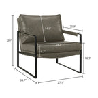 Faux Leather Accent Chair with Steel Frame, Removable Cushion, 260 lbs Capacity – Modern Style