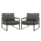 Faux Leather Accent Chair with Steel Frame, Removable Cushion, 260 lbs Capacity – Modern Style