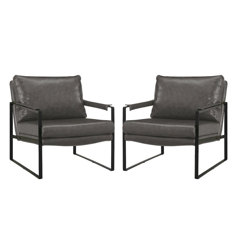 Faux Leather Accent Chair with Steel Frame, Removable Cushion, 260 lbs Capacity – Modern Style