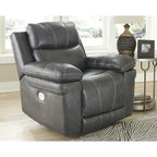 Power Recliner Chair with Adjustable Headrest, Genuine Leather, Pillow Arms, Extended Ottoman