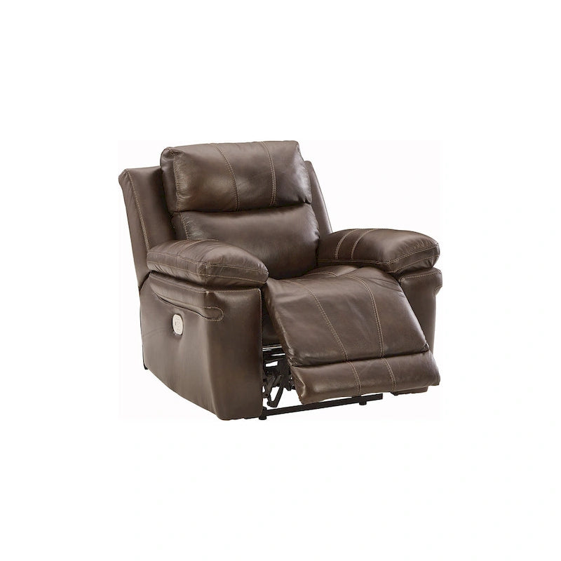 Power Recliner Chair with Adjustable Headrest, Genuine Leather, Pillow Arms, Extended Ottoman