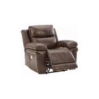 Power Recliner Chair with Adjustable Headrest, Genuine Leather, Pillow Arms, Extended Ottoman