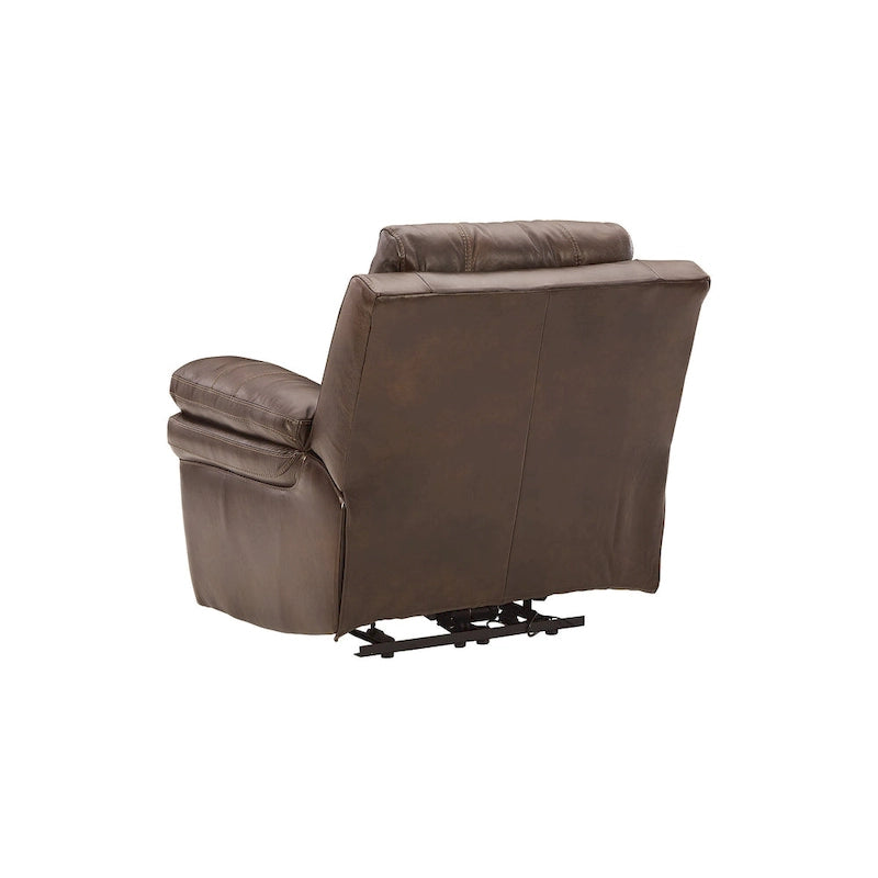 Power Recliner Chair with Adjustable Headrest, Genuine Leather, Pillow Arms, Extended Ottoman