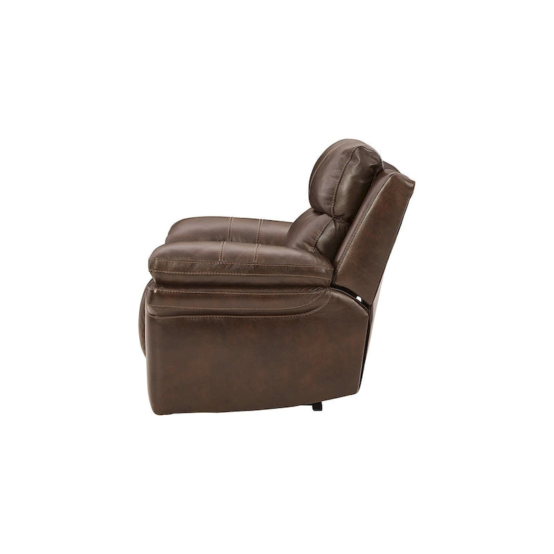 Power Recliner Chair with Adjustable Headrest, Genuine Leather, Pillow Arms, Extended Ottoman