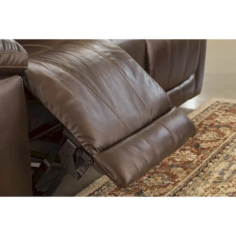 Power Recliner Chair with Adjustable Headrest, Genuine Leather, Pillow Arms, Extended Ottoman