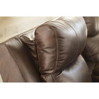 Power Recliner Chair with Adjustable Headrest, Genuine Leather, Pillow Arms, Extended Ottoman