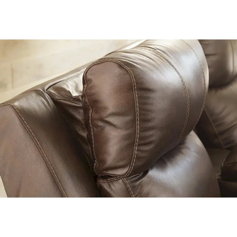 Power Recliner Chair with Adjustable Headrest, Genuine Leather, Pillow Arms, Extended Ottoman