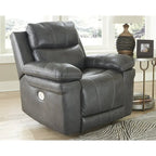 Power Recliner Chair with Adjustable Headrest, Genuine Leather, Pillow Arms, Extended Ottoman