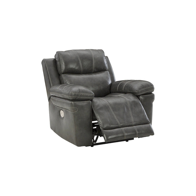Power Recliner Chair with Adjustable Headrest, Genuine Leather, Pillow Arms, Extended Ottoman