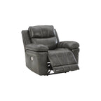 Power Recliner Chair with Adjustable Headrest, Genuine Leather, Pillow Arms, Extended Ottoman