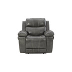 Power Recliner Chair with Adjustable Headrest, Genuine Leather, Pillow Arms, Extended Ottoman