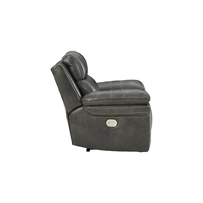 Power Recliner Chair with Adjustable Headrest, Genuine Leather, Pillow Arms, Extended Ottoman