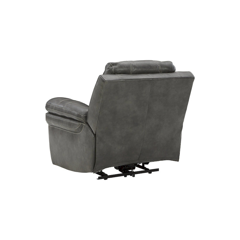 Power Recliner Chair with Adjustable Headrest, Genuine Leather, Pillow Arms, Extended Ottoman