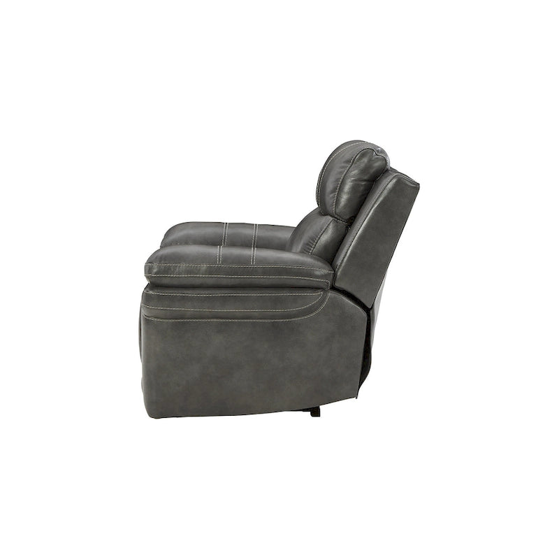 Power Recliner Chair with Adjustable Headrest, Genuine Leather, Pillow Arms, Extended Ottoman