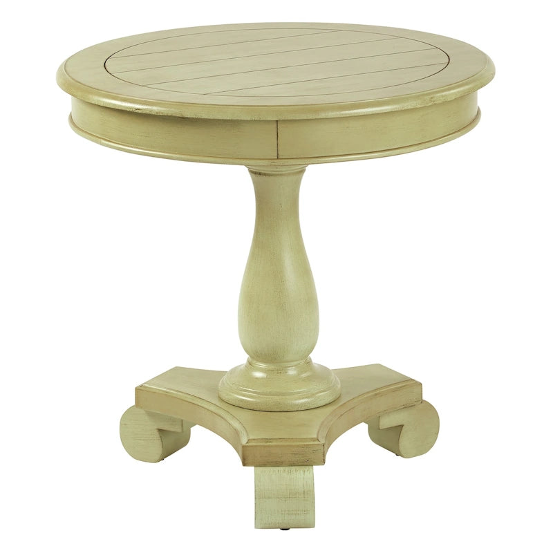 Round Accent Side Table with Hand-Painted Finish | Farmhouse Style | 26" | 50 lb Capacity