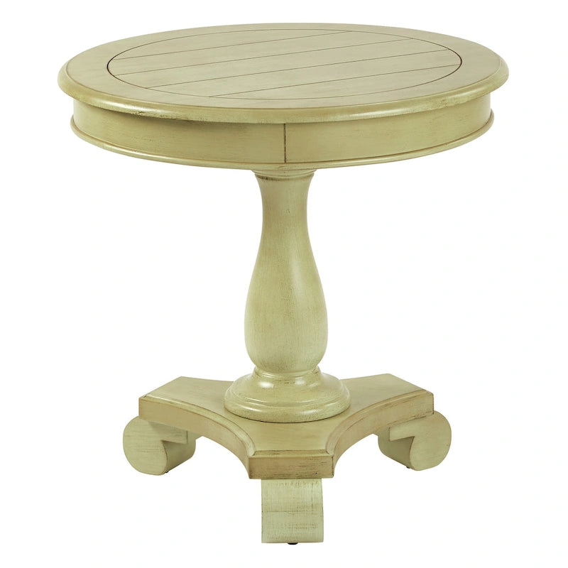 Round Accent Side Table with Hand-Painted Finish | Farmhouse Style | 26" | 50 lb Capacity