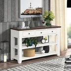 Vintage Console Table with 3 Drawers & 2 Shelves, Solid Pine & MDF, 48.82"W, 99 lb Capacity